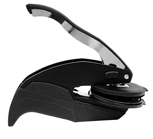 Custom Hand Held Embosser With Personalized 1 5/8" Seal, Ideal Seal, 3 Letter Fancy Monogram - 2 Circle Design #TOP1