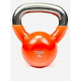 Rainforest Basics Vinyl Coated Cast Iron Kettlebell Weight 15LB Orange color