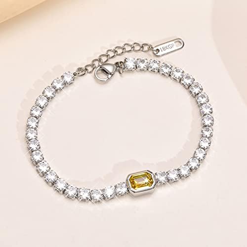 Tennis Bracelet For Women Girls Daughter - Adjustable Ladies Silver Bracelet with AAA Sparkling Cubic Zirconia Women's Eternity Jewellery Gifts For Birthday Christmas Mother's Day Valentine's Day