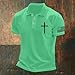 Mens Christian Cross Polo Shirts American Flag Short Sleeve Golf Clothes 4th of July USA Flag Casual Patriotic Tops