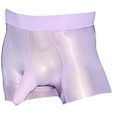 BEFASY Men's Sexy 8D Nylon Sheer Boxer Briefs Trunks Shiny Glossy Panties Shorts Silky Underwear with Sheath