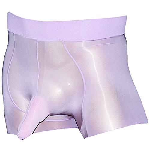 BEFASY Men's Sexy 8D Nylon Sheer Boxer Briefs Trunks Shiny Glossy Panties Shorts Silky Underwear with Sheath