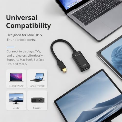 VINDENI Mini Displayport na HDMI, 4K 60Hz Displayport na HDMI