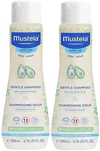 Mustela Doğal Avokadolu Bebek Nazik Şampuanı - Her Yaştan Çocuklar İçin Saç Bakımı ve Saç Tipleri - Yırtılmaz ve Biyobozunur Formül - 7 fl oz - 2'li Paket - Görsel 1