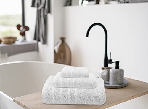 Textila Cotton Towel Set - 3 Piece Set Includes 1 Bath Towels, 1 Hand Towels, And 1 Washcloths - Soft And Absorbent Towel Set For Bathroom - White Color Towels Ideal For Everyday Use #TOP6
