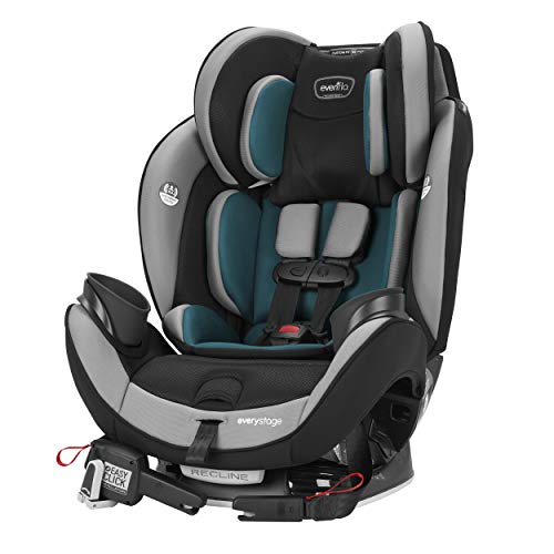 Evenflo EveryStage DLX Convertible Car & Booster Seat, Rear-Facing Ratchet Tightened, For Ages Infant to 10, Reef Blue