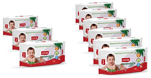 Image of LuvLap Moisturising Wipes with Aloe Vera (72 Wipes /Pack, Pack of 3) & LuvLap Paraben Free Baby Wipes with Aloe Vera (72 Wipes /Pack, Pack of 6)
