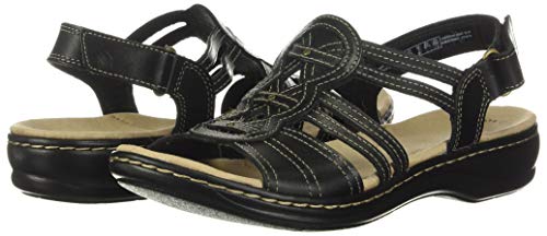 Clarks Womens Leisa Janna Sandal, Black Leather, 10 Us #TOP6