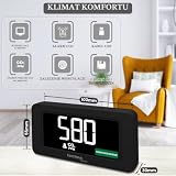 Miernik Co2 Technoline WL1022 z kolorowym wyświetlaczem zawartości Co2 (czerwony, żółty, zielony), alarmem Co2, zalecaną wentylacją