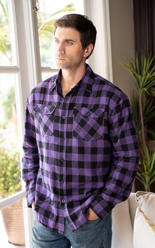 Gioberti Men's 100% Cotton Brushed Flannel Shirt, Heather Charcoal, Small - Image 5