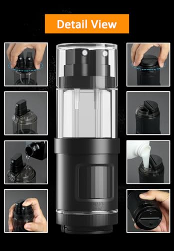 Image of Lyrovo 4-in-1 Travel Essential Kit Spray Bottles & Pump Bottles Dispenser, Travel Containers for Toiletries, Refillable Travel Accessories for Cream Toners Lotion (Black)