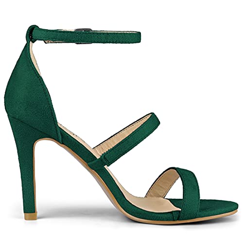 Allegra K Allegra K Women Open Toe Triple Straps Stiletto High Green Heel Sandals 9 m US