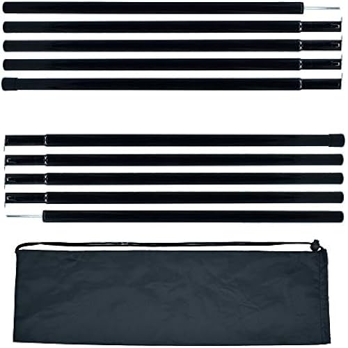 Adjustable Tent Poles Steel Rods for Tarp Canopy Camping Replacement Set of 2 (Black)