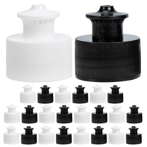 Mikinona 24pcs Replacement Water Bottle Cap, 28mm Plastic Push-pull Lids, Leak-proof Dispensing Caps for Outdoor Travel Water Containers