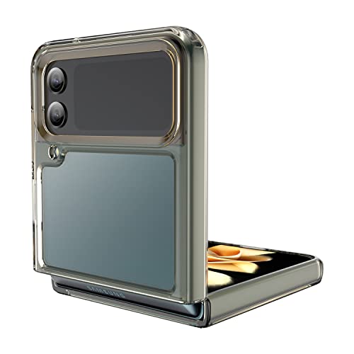 Phone Case For Samsung Galaxy Z Flip 3 5G Droppoof Hard Acrylic Case Soft Tpu Bumper [Guard From Scratch/Drop/Fingerprint] Clear Back Colorful Bumper Slim Phone Cover For Z Flip3 5G-Crystal Black #TOP6