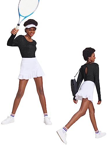 Adome Black Long Sleeve Shirt Women Workout Tops Loose Fit Gym Clothes For Hiking Running Yoga Athletic Shirts Quick Dry Moisture Wicking Activewear #TOP4