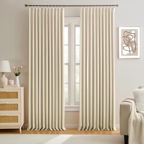 Cream Beige Room Darkening Privacy Curtains 84 Inches Long 72 Inch Wide Blackout Heavy Duty Curtains Patio Door Window Treatment Sound Reducing for Bedroom Living Room Home Office 72 x 84
