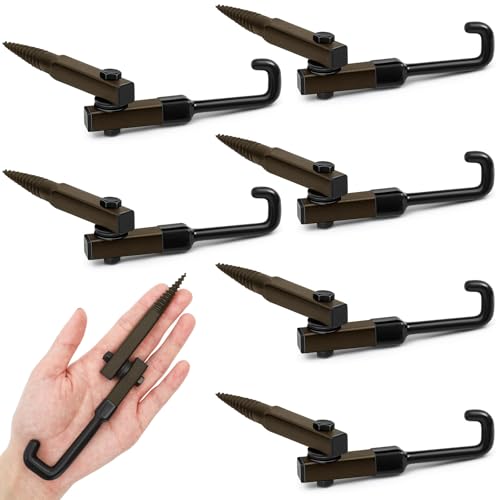 Sadnyy 6個パック 7インチ ツリースタンド ボウハンガー 折りたたみツリースタンド 弓ホルダー ハンティングアクセサリー 狩猟 アーチェリーハンガー アウトドア スポーツ用 多目的 (オリーブグリーン)