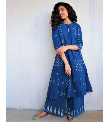 Image of GoSriKi Women Kurta Set | Rayon Viscose Printed A Line Kurta with Pant | Ethnic Wear for Women | Indian Casual Office Daily Summer Outfit