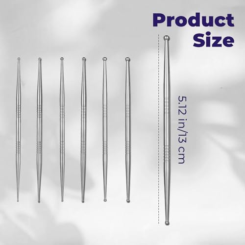Heclia Facial Reflexology Massage Tool Stainless Steel Acupuncture Pen Ear Acupressure and Body Point Probe Pen 6PCS Dual Head Facial Reflexology Tools Portable Massage Tool for Deep Tissue