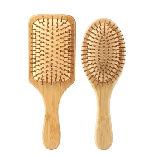 Spazzola per capelli naturale in bambù, composta da due spazzole, adatta per uomini, donne e bambini. Ideale per capelli lunghi e lisci. Realizzata in bambù naturale, per la cura dei capelli