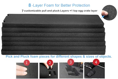 Regetek Waterproof Roller Hard Case 44\"x 17\"x 13\", Equipment Case with Foam/Wheels for Camera, Tool, Electronics Gear, Instrument,IP67 Waterproof & Crushproof, Lockable, Deep Transport Rolling Case