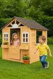 ONVAYA® Kinderspielhaus aus Holz ǀ mit Tür und Fenster ǀ Spielhaus aus Echtholz ǀ für DIY-Streichprojekte ǀ einfacher Aufbau ǀ Gartenhaus für Kinder