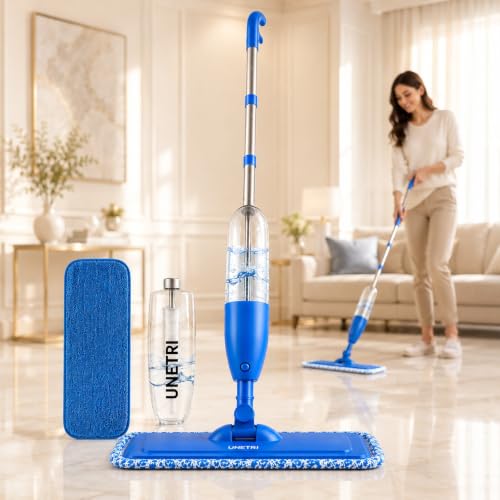 Image of Spray Mop for Floor Cleaning with 360 Degree Rotating Head, 1 Washable Microfiber Pad & Refillable Bottle | Wet & Dry Mop for Home, Kitchen, Wooden & Marble Floors (Light Blue)
