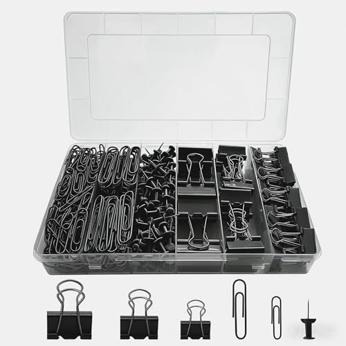 Pinces de bureau noires en acier à forte pression tailles assorties S M L