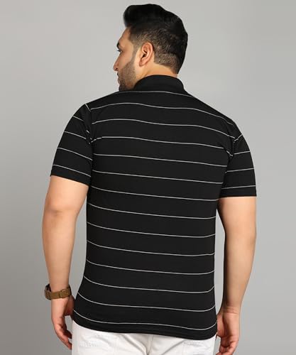 Image of INKKR Plus Size Men's Regular Fit Striped Polo Tshirt Combo