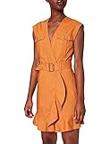 Vestido corto sin mangas de inspiración utilidad de popelín pesado de algodón puro. Cuello en V cruzado en la parte delantera con bolsillos de fuelle, cinturón a juego en la cintura y falda corta perfilada con volantes.
