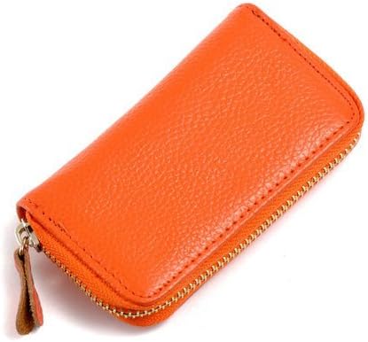 Leather Card Holder Car Key Case, Zipper Wallet for Men, Black