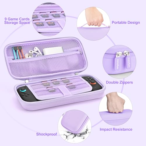 innoAura Switch 2 Carrying Case for NS Switch 2 (2025), with 9 Game Card Slots, Protective Travel Storage Case, Cute Pendant and Sticker, Purple by innoAura - Image 2