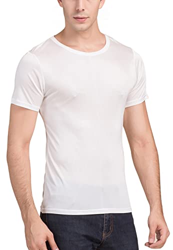 METWAY Mens Mulberry Silk T Shirt/Casual Short Sleeve Crew Neck Silk TEE Shirts/Super Soft and Breathable Workout Shirts2