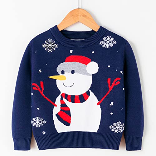 Boys Warm Pullovers Toddler Girls Christmas Cartoon Snowman Prints Sweater Long Sleeve Warm Knitted Pullover Tops3
