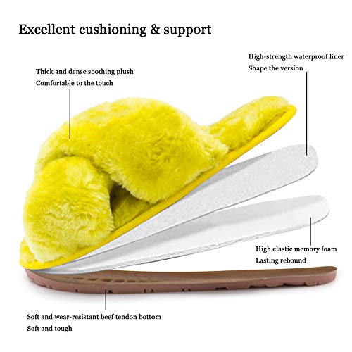 ISZPLUSH Women's Leopard Fuzzy Slippers - Soft Plush Fluffy Slip-On Slides for Home & Bedroom3