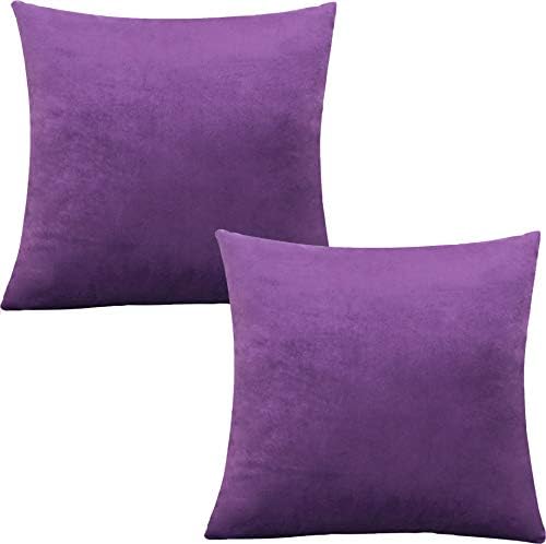 Tennove Cushion Covers 50x50cm Soft Solid Velvet Throw Pillow Covers Pack of 2 Decorative Pillowcases Square Cushion Cases Protectors for Sofa Bed Couch Bench, Wine Red