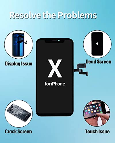 Ayake Screen Replacement for iPhone X, 5.8-inch LCD Display Full HD and Touch Digitizer Assembly True Tone Programmable Face ID Remains with Tool Kits, for Model A1865,A1901,A1902 - Thumbnail 4