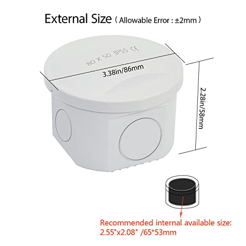 Lemotech Junction Box With Reserved Holes Abs Plastic Electrical Box Ip55 Waterproof Dustproof Project Enclosure For Electronics White D3.3 X H2.2 Inch #TOP1