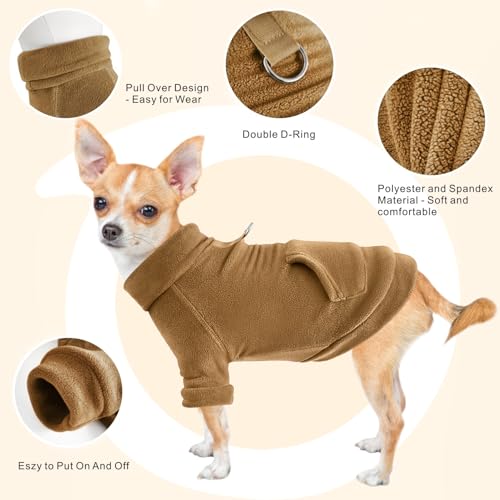 Pull en polaire pour petit chien col roulé extensible contre le froid de l'hiver - 3