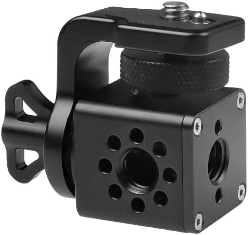 Alvins Adjustable Mount with 3/8" 1/4" Screw 360-degree Rotatable Tiltable Panoramic Bracket for Camera Monitor Gimbal Tripod, Camera Monitor Mount, Black