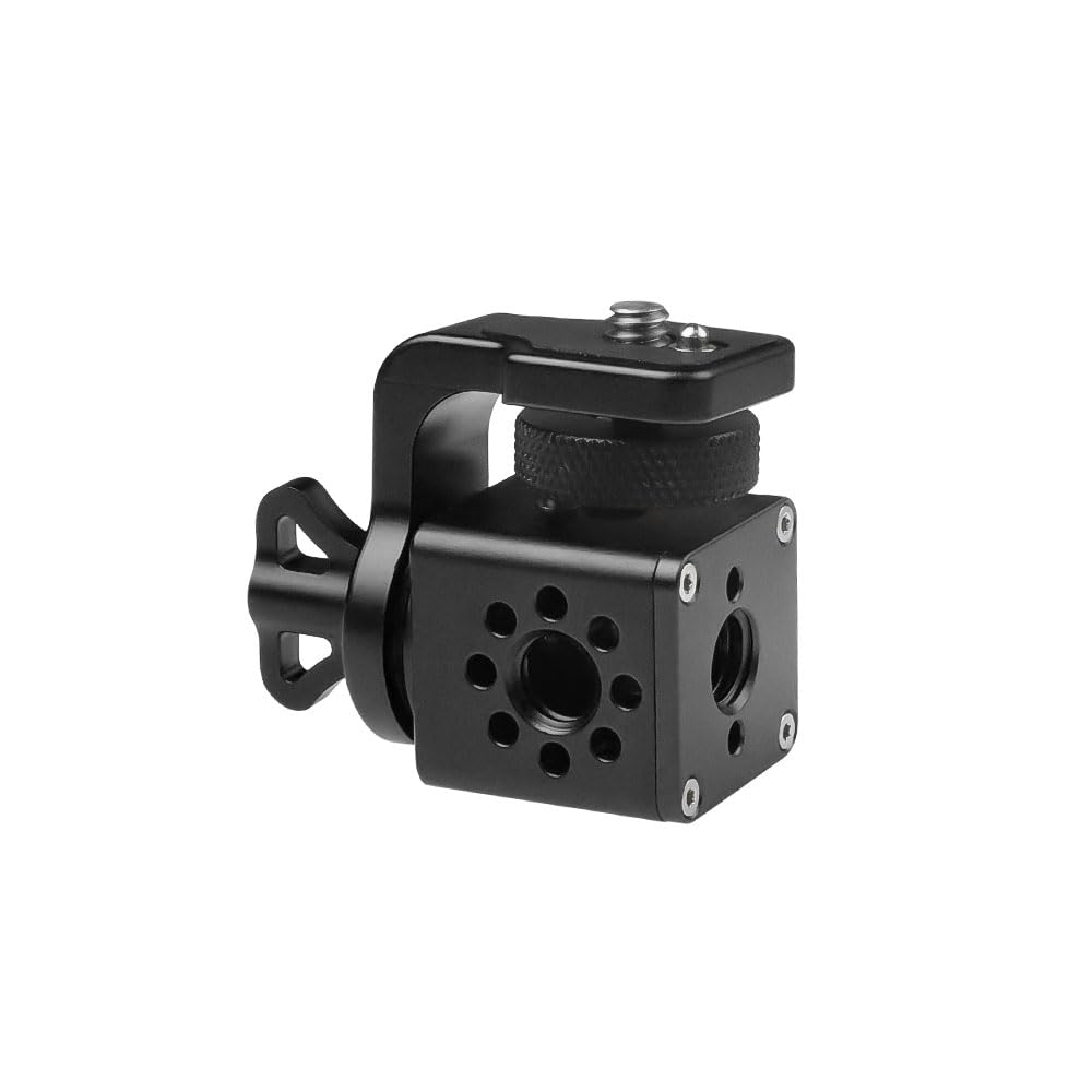 Alvins Verstellbare Halterung mit 3/8 Zoll 1/4 Zoll Schraube 360 Grad drehbar neigbar Panorama-Halterung für Kamera Monitor Gimbal Stativ Kamera Monitor Halterung Schwarz