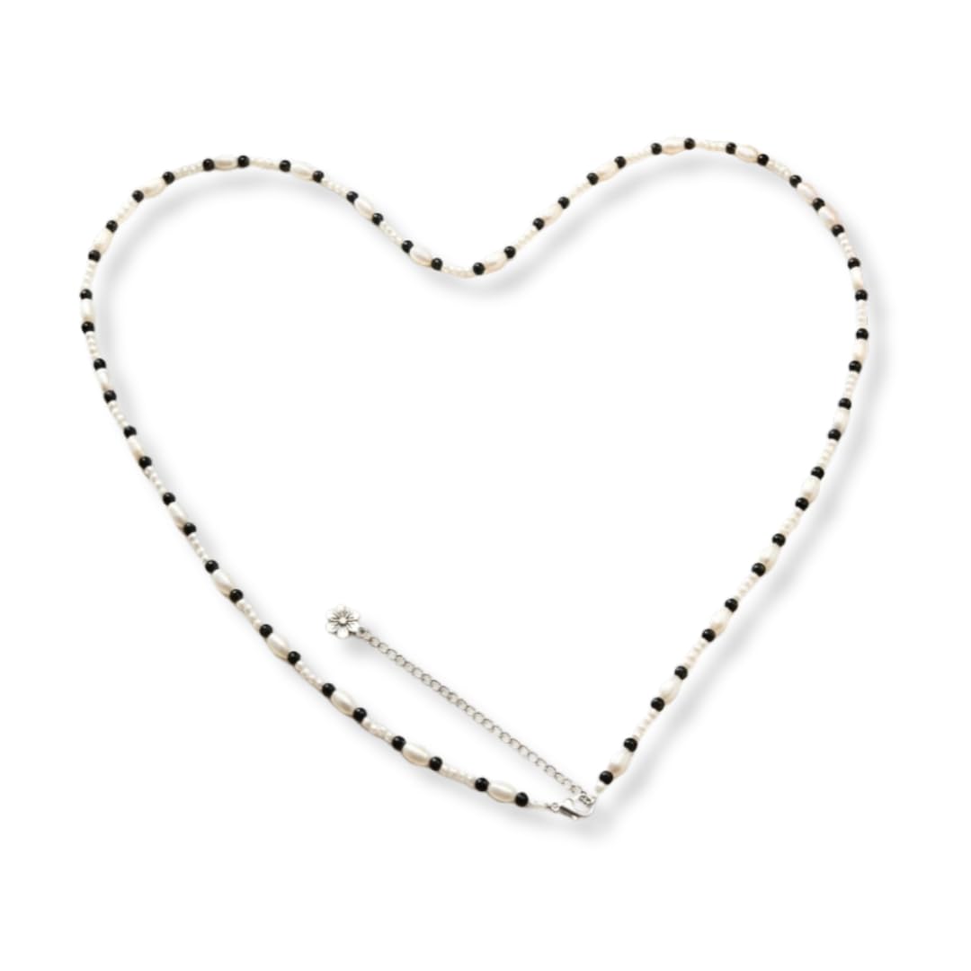 Handcrafted White & Black Bead Waist Chain | Minimalist Belly Chain for Women | Boho Beach Body Jewelry | Layered Waist Beads Gift-image-25