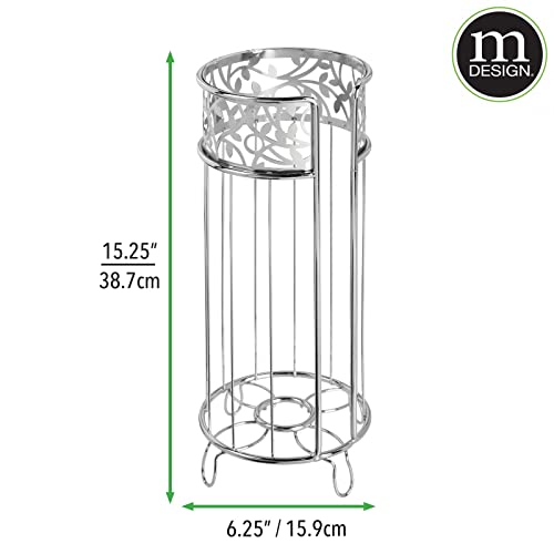 Mdesign Decorative Free Standing Toilet Paper Holder Stand With Storage For 3 Rolls Of Toilet Tissue - For Bathroom/Powder Room - Holds Mega Rolls - Durable Metal Wire - Chrome #TOP5