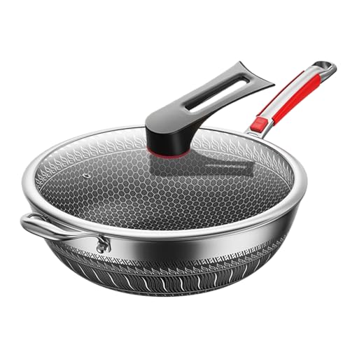 Générique Nonstick Frying Pan, Scratch Resistant Skillet, Lightweight Durable Cookware, Even Heat Distribution, Tempered Glass Lid for Kitchen Pancakes Eggs Soups Cooking