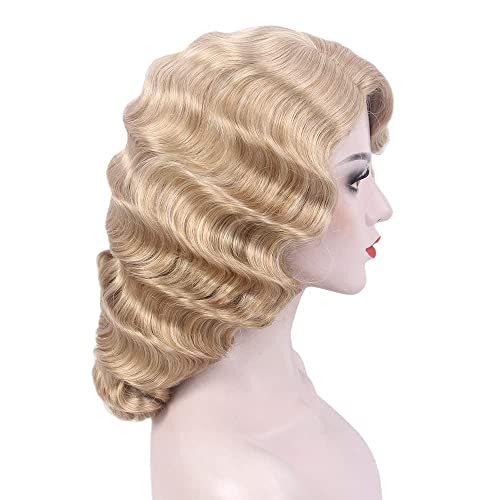 Medisifa 1920S Wig For Women Short Finger Wave Party Wig Synthetic Full Vintage Wigs For Womens Lady Cosplay Costume Fancy Dress 20S Flapper Wig (Platinum Blonde) #TOP2
