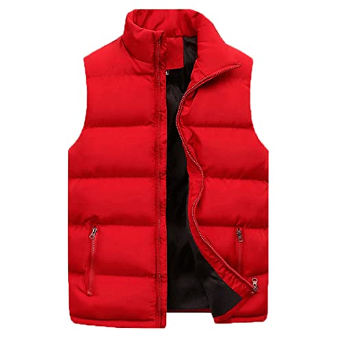 Chaleco de invierno para hombre, parka acolchada de algodón rojo en talla L 2