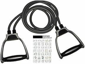 DAZIBAO® Double Toning Resistance Tube Pull Rope Elastic Rubber Exercise Band for Stretching, Workout, Home Gym and Toning with Heavy Quality D Shaped Handles with Workout Chart