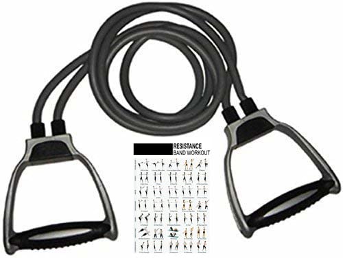 DAZIBAO® Double Toning Resistance Tube Pull Rope Elastic Rubber Exercise Band for Stretching, Workout, Home Gym and Toning with Heavy Quality D Shaped Handles with Workout Chart (B08QGR96BR) Amazon Price History, Amazon Price Tracker