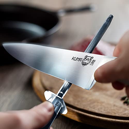 Kuma Kitchen Knife Sharpener - User Friendly - 8 Inch Steel Honing Rod For Sharpening Your Chef's Knife, Carving Knife, Chopping Knives, And More! - Easily Hone & Recover Your Sharp Edge Today! #TOP1